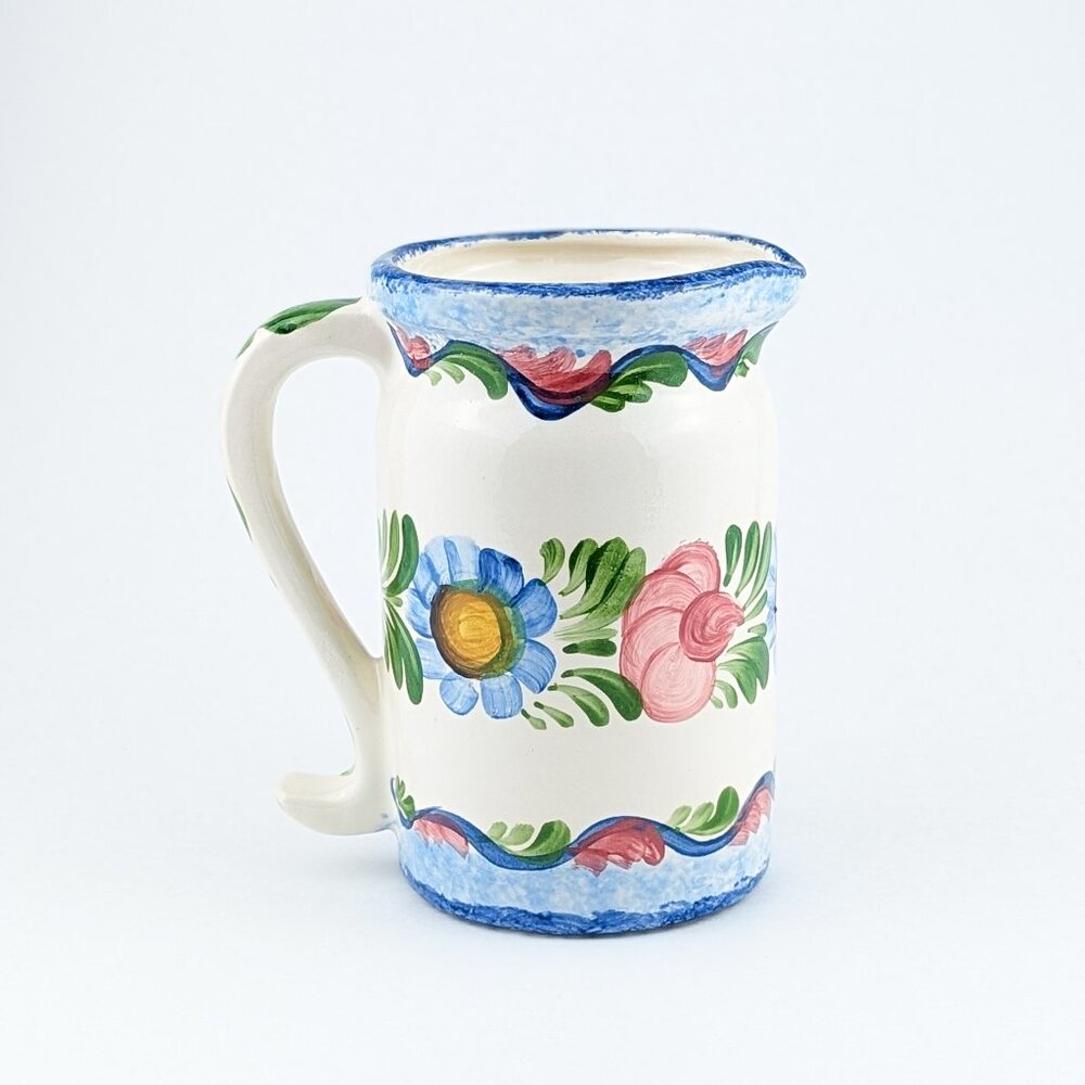 Vintage Creamer Pitcher Widerstrom Hand Painted Ceramic Decor Floral Folk Art